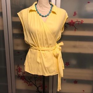 J. Jill Yellow Wrap Sleeveless Top ~ M (Petite)
